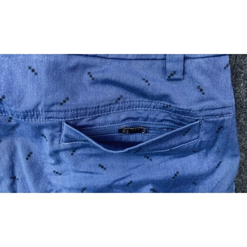Lululemon Commission Shorts Men 32 Blue Geometric Print Stretch Chino